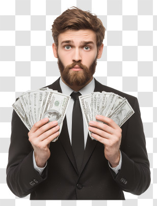 Businessman Holding Money - Man Holding Money In Business Suit Transparent PNG