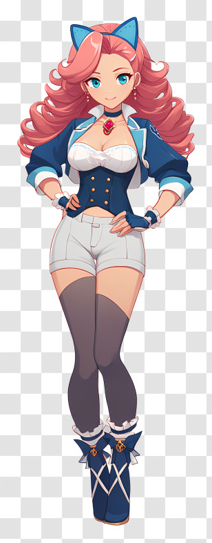 Maria Cadenzavna Eve - Stylish Pink-Haired Anime Girl Transparent PNG