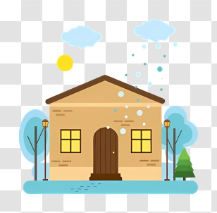 Small House - Cartoon-Styled House With Outdoor Elements Transparent PNG