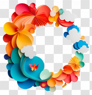 Cute Paper Art - Colorful Paper Art Circle Transparent PNG