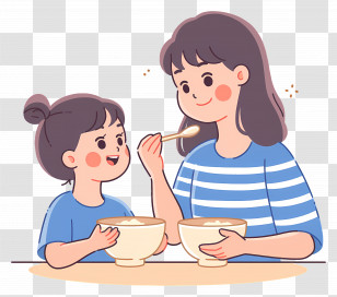 Mother Feeding Daughter - Mother And Child Sharing A Meal Together Transparent PNG