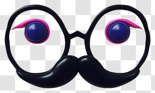 Realistic Funny Groucho Nose Glasses - Black Glasses With Mustache And Pink Eyelids Transparent PNG