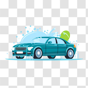 Car Wash - Car Being Washed With Water Splash Transparent PNG