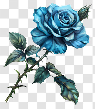 Blue Rose - Blue Rose Botanical Illustration Transparent PNG