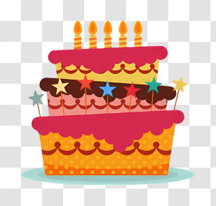 Birthday Cake - Fun Layered Cake With Candles For Celebrations Transparent PNG