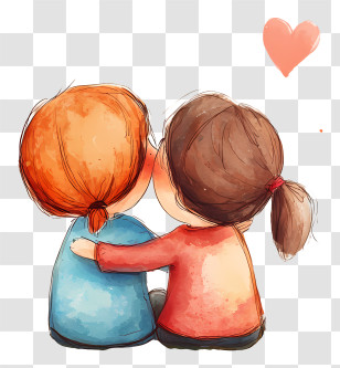 Best Friends - Two Children Hugging With Heart Transparent PNG