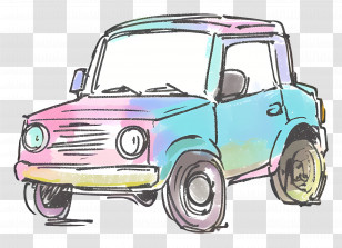 Cartoon Car - Colorful Sketch Car Transparent PNG
