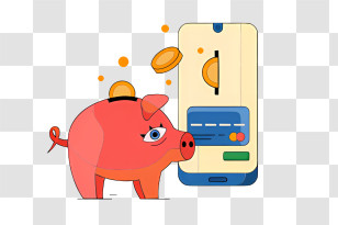 Money - Piggy Bank With Coins And Mobile Transparent PNG