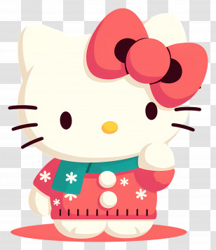 Hello Kitty Christmas - Cartoon Cat With Pink Bow And Cute Accessories Transparent PNG