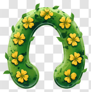 Hand Drawn Style Saint Patricks Day Horseshoe - Green Horseshoe With Clovers Transparent PNG