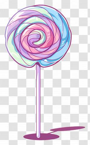 Lollipop - Colorful Pastel-Swirled Lollipop Transparent PNG