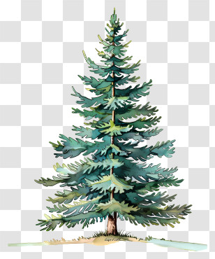 Fir Tree - Artistic Pine Tree In Watercolor Style Transparent PNG