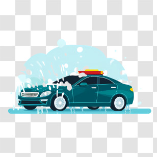Car Wash - Car Washing With Soap Bubbles Transparent PNG