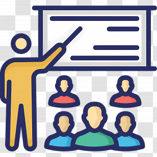 Classroom - Teacher Pointing At Board With Students Transparent PNG