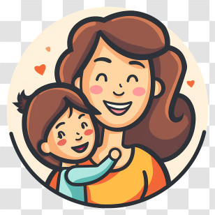 Mom - Happy Mother And Child Cartoon Transparent PNG