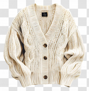 Cardigan - White Knit Cardigan For Cozy Winter Transparent PNG