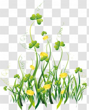 Saint Patrick's Day Shamrock Clip Art - Pattern - St Patrick Shamrocks With Gold Coins Decor PNG Clipart Picture Transparent PNG