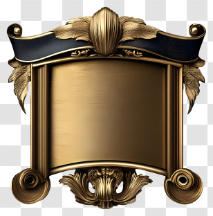Metallic Banner Black - Ornate Gold Frame Transparent PNG