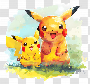 Pokemon - Illustration Of Pikachu Characters Transparent PNG
