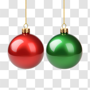 Christmas Ball - Shiny Red And Green Christmas Ornaments Transparent PNG