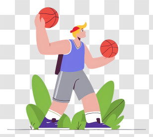 Man Playing Basketball - Basketball Player With Two Balls Transparent PNG