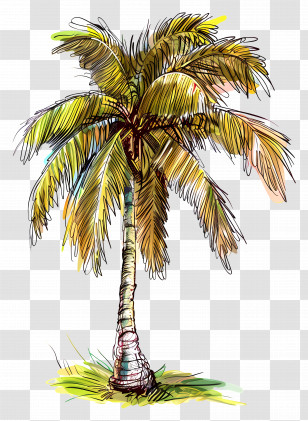 Coconut Tree - Tropical Coconut Tree Illustration Transparent PNG