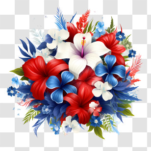 Costa Rica Independence Day - Colorful Bouquet Of Red And Blue Flowers Transparent PNG