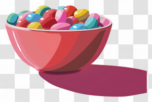 Candy Bowl - Bowl Of Colorful Jelly Beans Transparent PNG