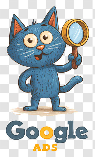 Google Ads - Blue Cat Searching Transparent PNG