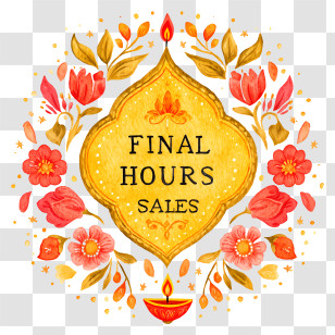 Diwali Final Hours Sale - Final Hours Sales Floral Badge Transparent PNG