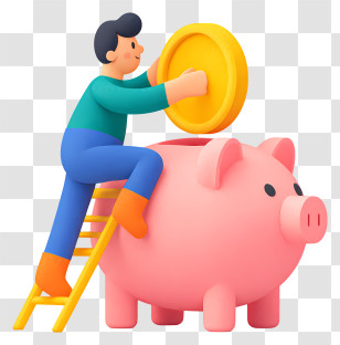 Wealth Accumulation - Pink Piggy Bank With Coin Transparent PNG