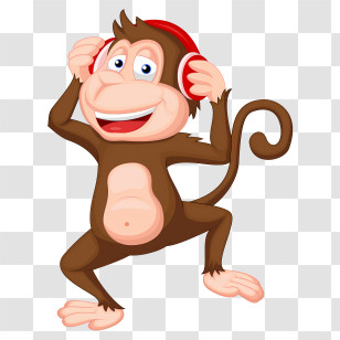 Music - Cartoon Monkey With Headphones Dancing Transparent PNG