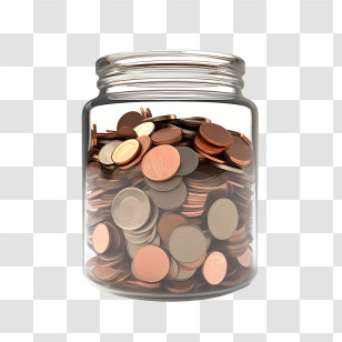World Thrift Day - Jar Of Coins Transparent PNG