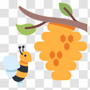 Honey Bee - Bee And Hive Illustration Transparent PNG