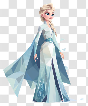 Frozen Elsa Princess - Cartoon Queen In Blue Dress Transparent PNG