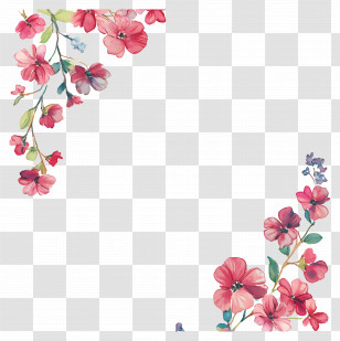 Letter Paper Flower - Pink Flowers In Corners Transparent PNG