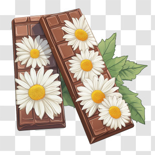 International Chocolate Day - Decorative Chocolate Bars With Daisies Transparent PNG