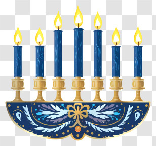 Hamsa - Traditional Menorah With Hanukkah Candles Transparent PNG