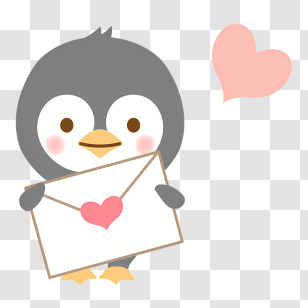 Icon - Cute Penguin Holding A Love Letter Transparent PNG