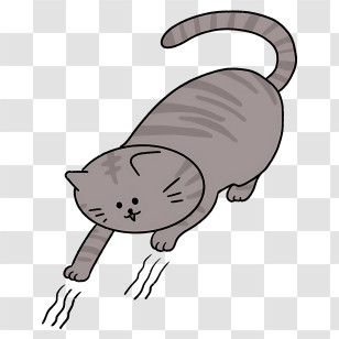 Cartoon - Cartoon Grey Cat Stretching Claws Transparent PNG