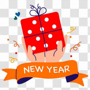 New Years Gifts - Red Gift Box For New Year Celebration Transparent PNG