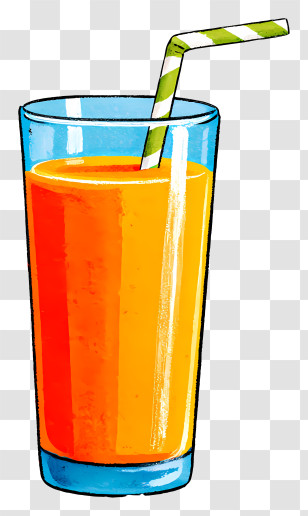 Cold Pressed Juice - Fresh Orange Juice With Straw Transparent PNG