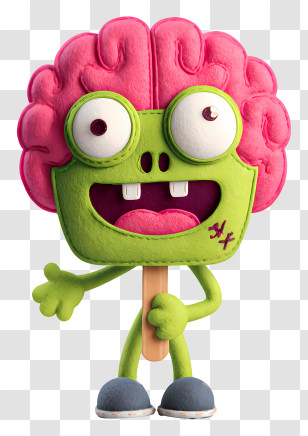 Zombie Brain - Brain Monster With Green Body Transparent PNG