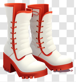 Flat Winter Boots - Trendy White And Red Chunky Boots Transparent PNG