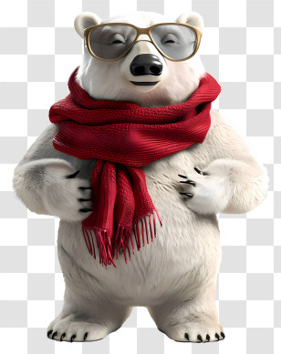 International Polar Bear Day - Cartoon Polar Bear In Glasses And Red Scarf Transparent PNG