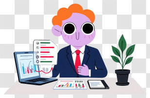 Businessman Making Data Analysis - Businessman Analyzing Charts Transparent PNG