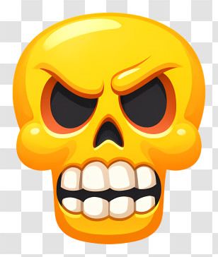 Dead Emoji - Yellow Skull Cartoon Illustration Transparent PNG