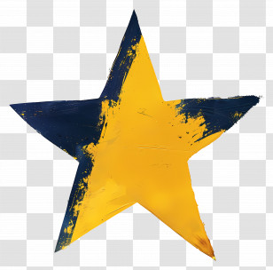 Yellow Star - Yellow And Blue Painted Star Art Transparent PNG