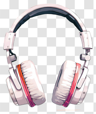 Headphones - Stylish White And Pink Headphones Transparent PNG