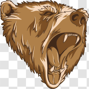 Bear Logo - Roaring Brown Bear Art Illustration Transparent PNG